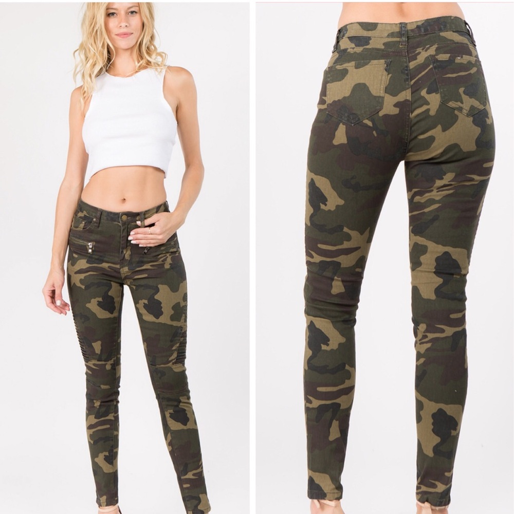 High rise camo moto skinny pants - Picture 3 of 7
